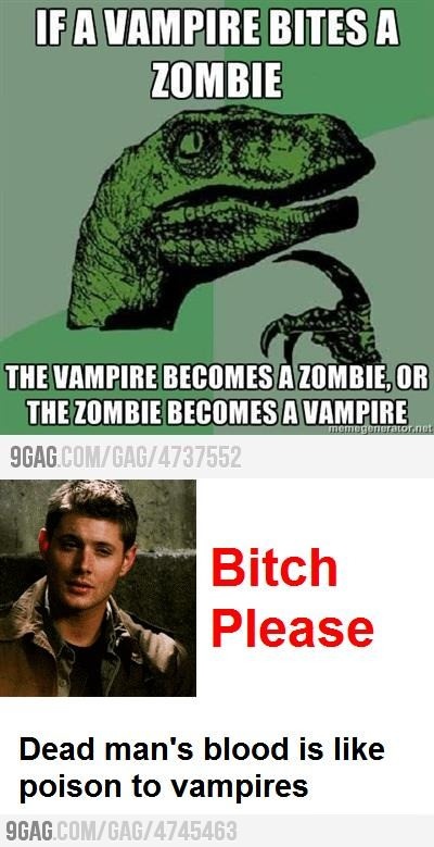 Vampire bites Zombie, (c) http://9gag.com